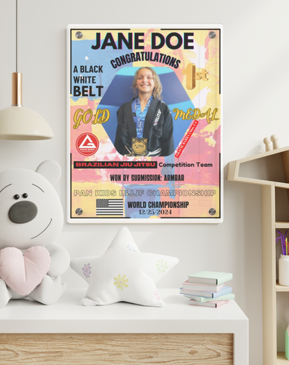 Personalized Kids Jiu-Jitsu Wall Art Panel - Celebrate Every Step and Your Achievement- display your achievement on the wall