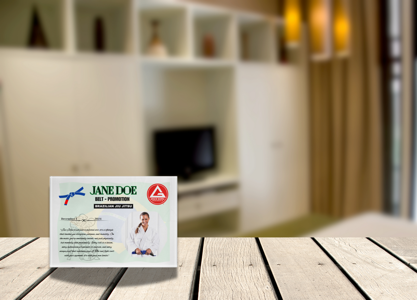 Personalized Photo Block,  BJJ, Judo Belt Promotion, Brazilian Flag Theme, Gift for Him and Her, Family Gifts