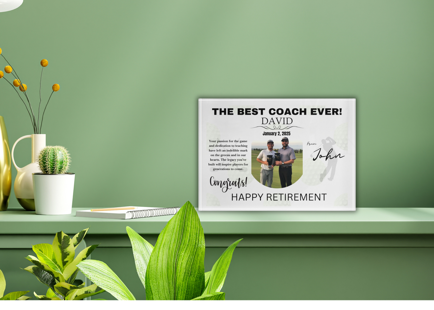Personalized Retirement Photo Block for Coaches or Athletes - Customizable Gift with Inspiring Message