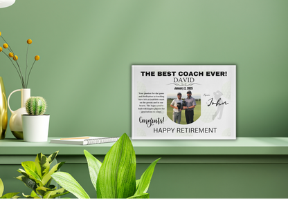 Personalized Retirement Photo Block for Coaches or Athletes - Customizable Gift with Inspiring Message