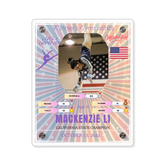 Personalized Wall Art Panel for Gymnastics Achievement