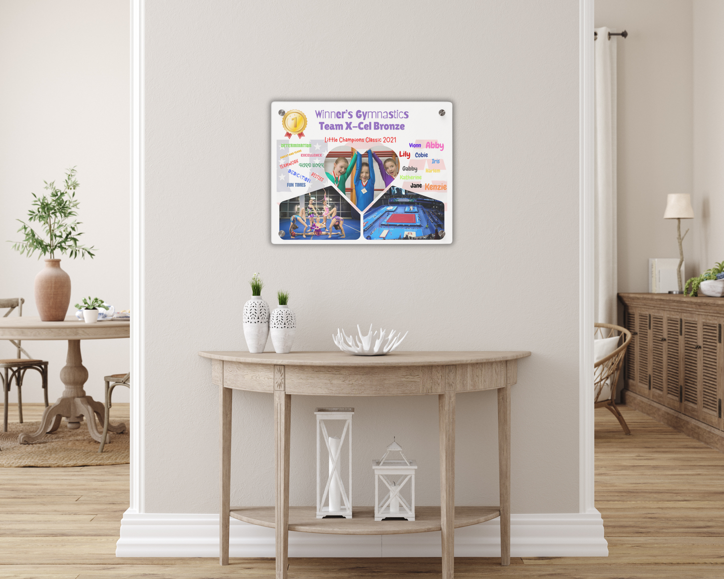 Personalized Acrylic Wall Art Panel -  Gymnastics Team USA Theme