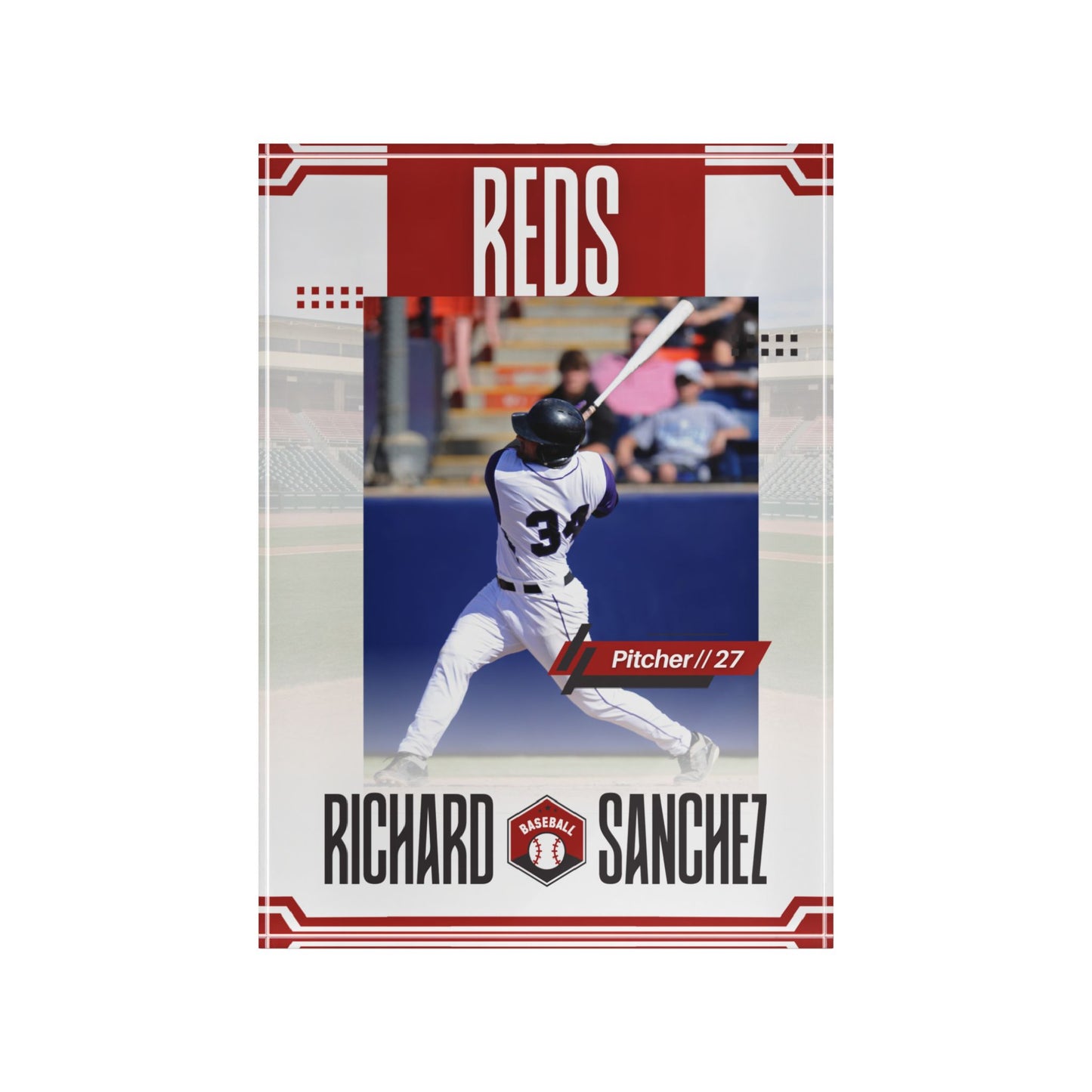 Baseball Card Photo Block - Red Border Design