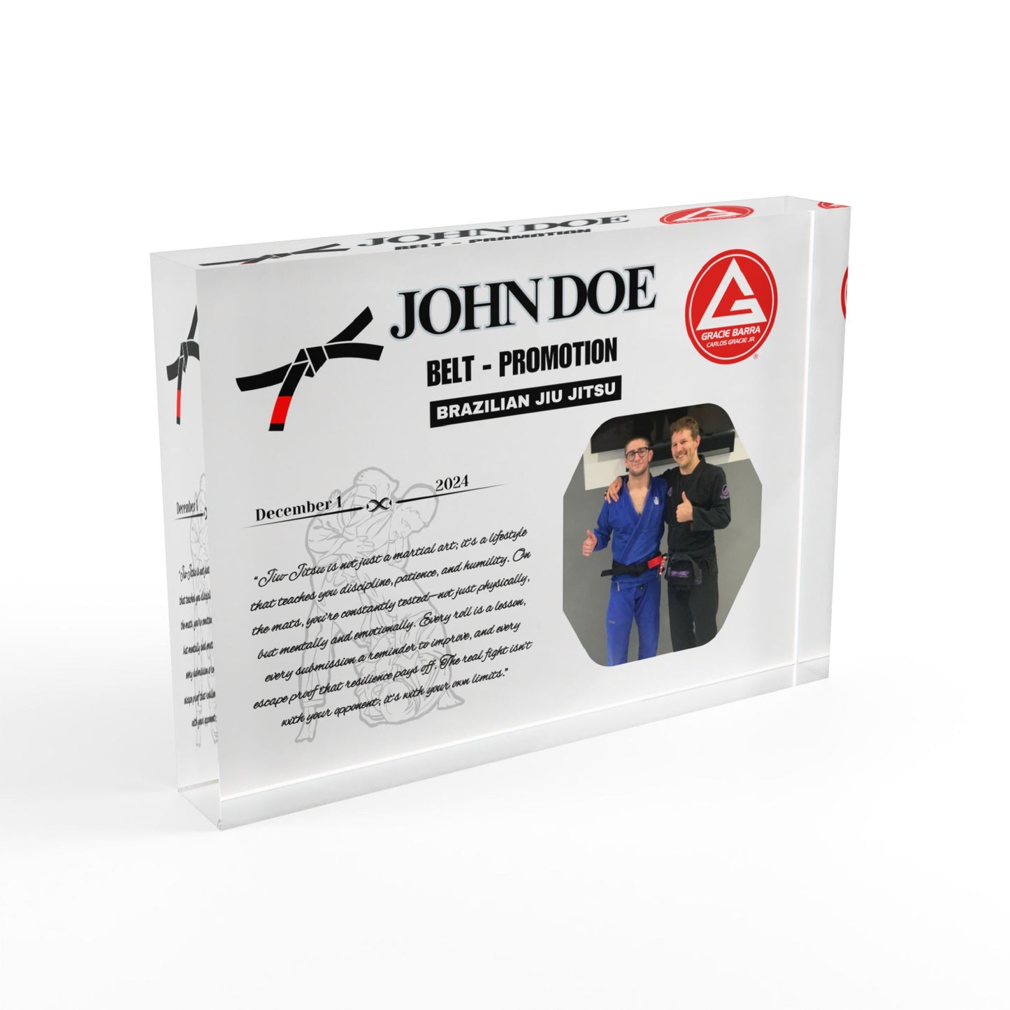 Personalized Photo Block,  BJJ, Judo Belt Promotion, Gift for Him and Her, Family Gifts
