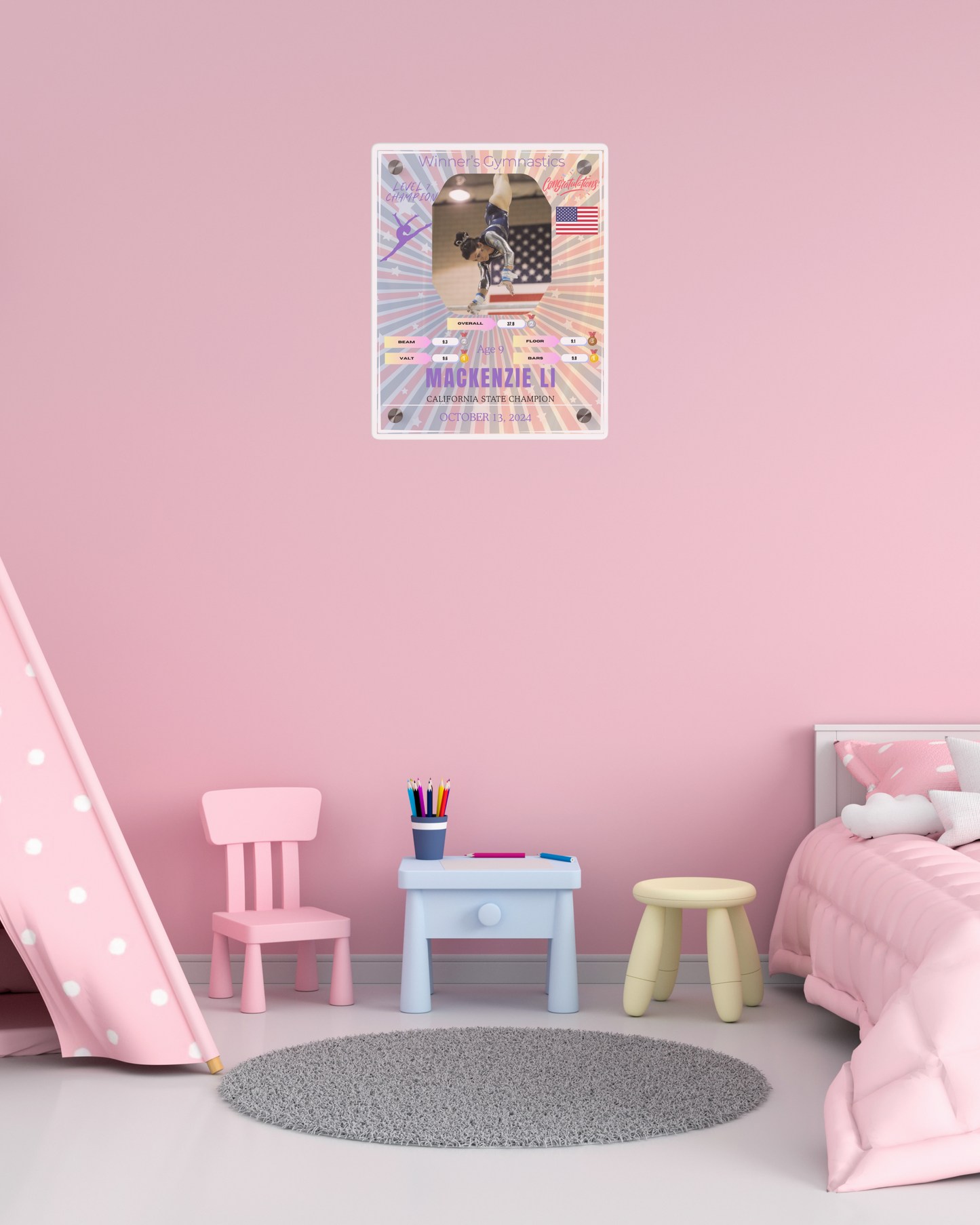 Personalized Wall Art Panel for Gymnastics Achievement