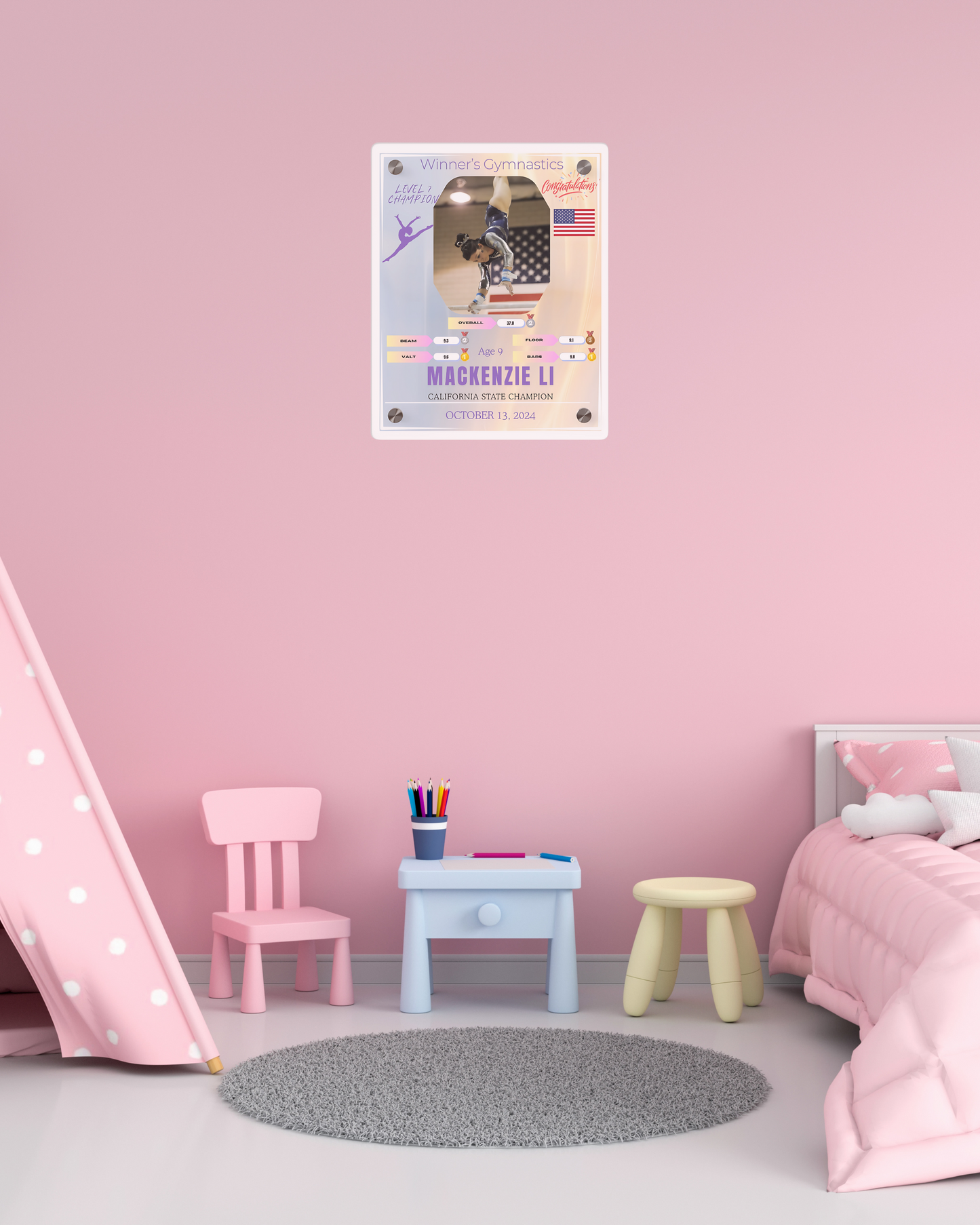 Personalized Acrylic Wall Art Panel for Gymnastics Champions
