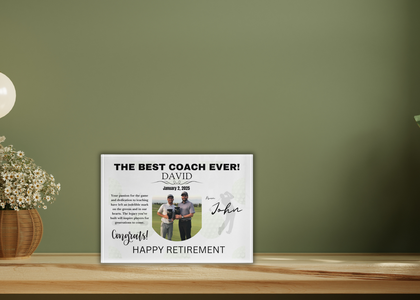 Personalized Retirement Photo Block for Coaches or Athletes - Customizable Gift with Inspiring Message