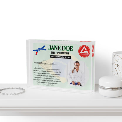 Personalized Photo Block,  BJJ, Judo Belt Promotion, Brazilian Flag Theme, Gift for Him and Her, Family Gifts