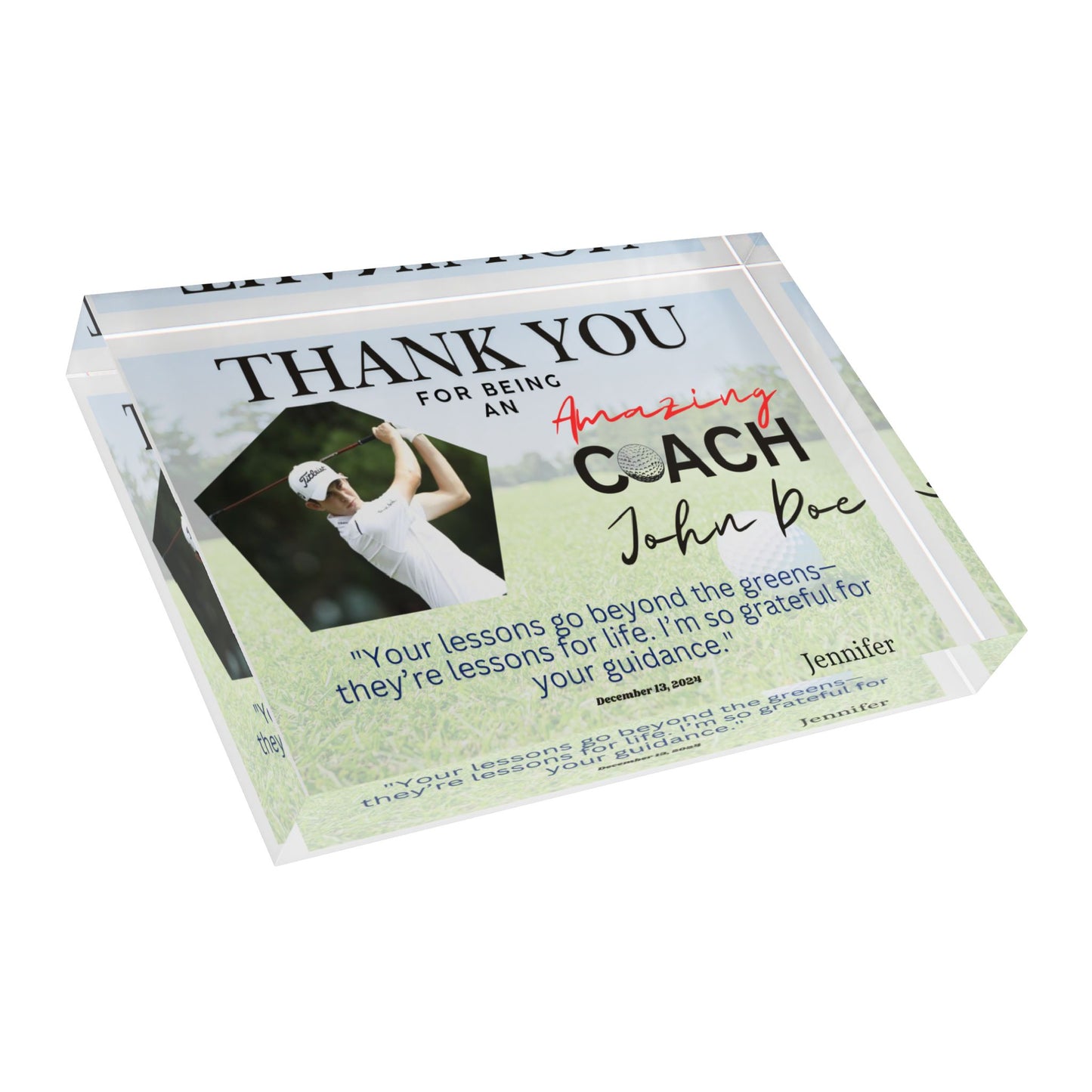 Personalized Golf Photo Block - Perfect Gift for Coaches and Golf Lovers