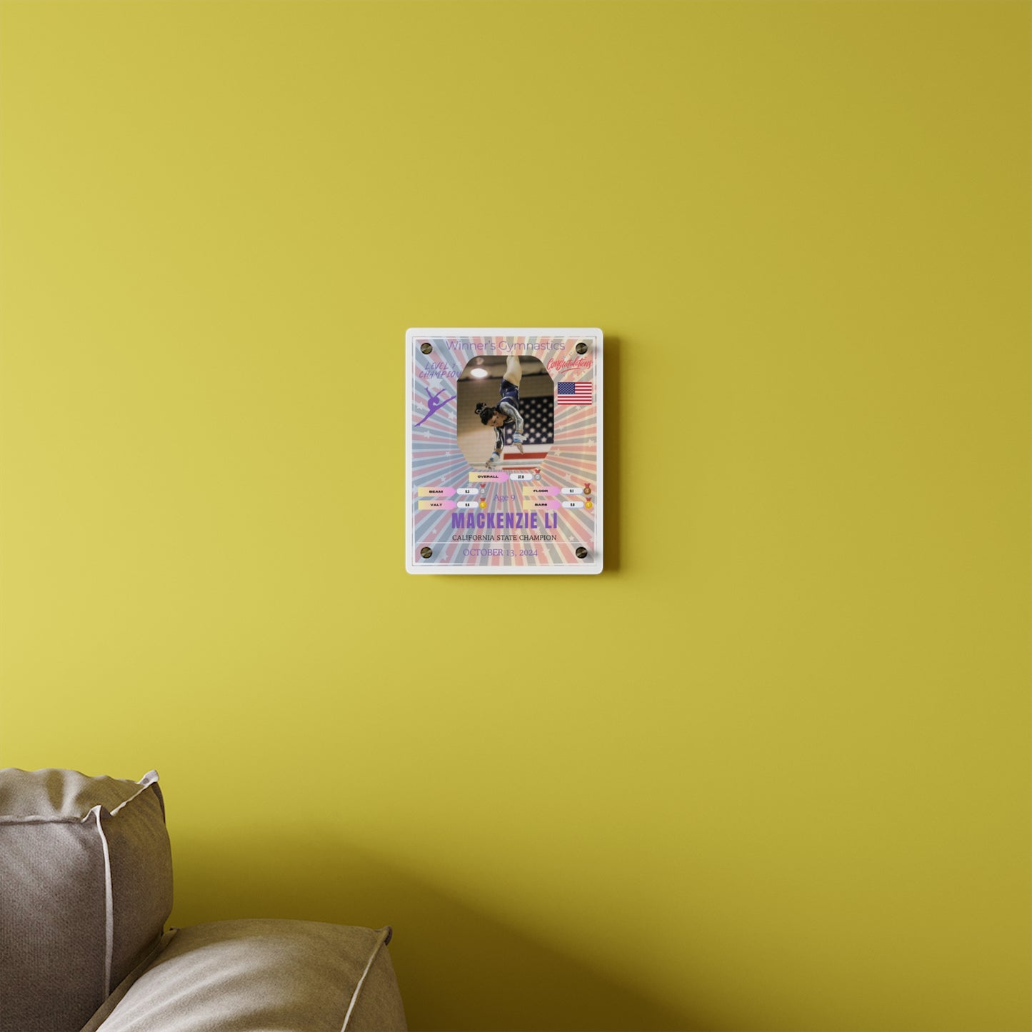 Personalized Wall Art Panel for Gymnastics Achievement