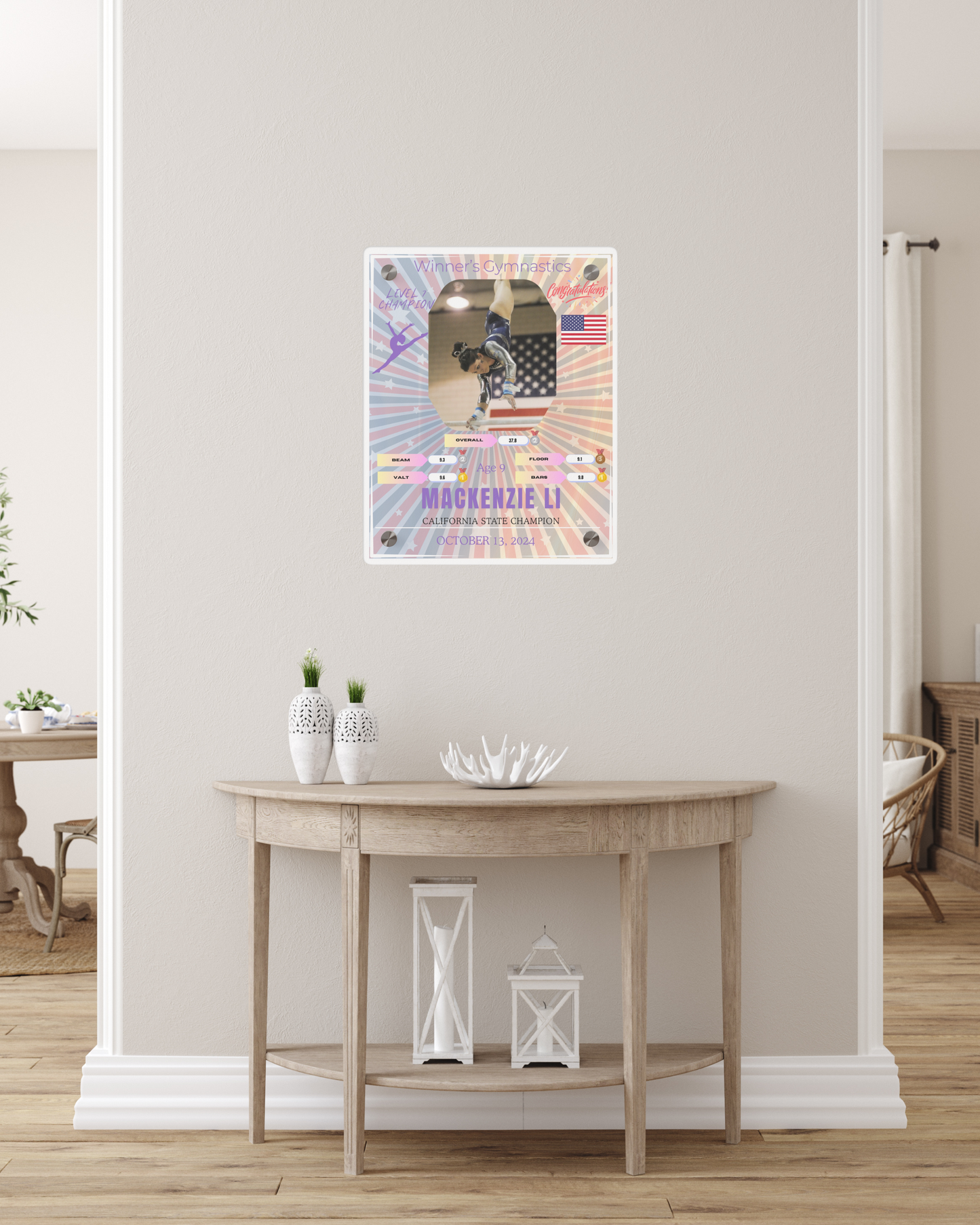 Personalized Wall Art Panel for Gymnastics Achievement