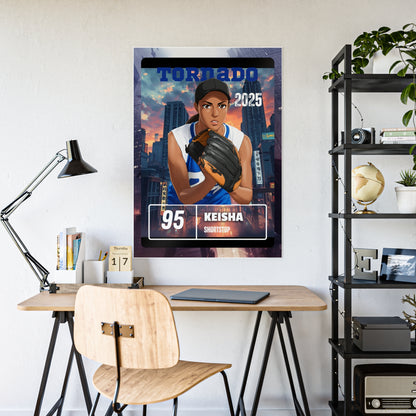 Personalized Baseball & Softball Japanese Anime Theme Poster