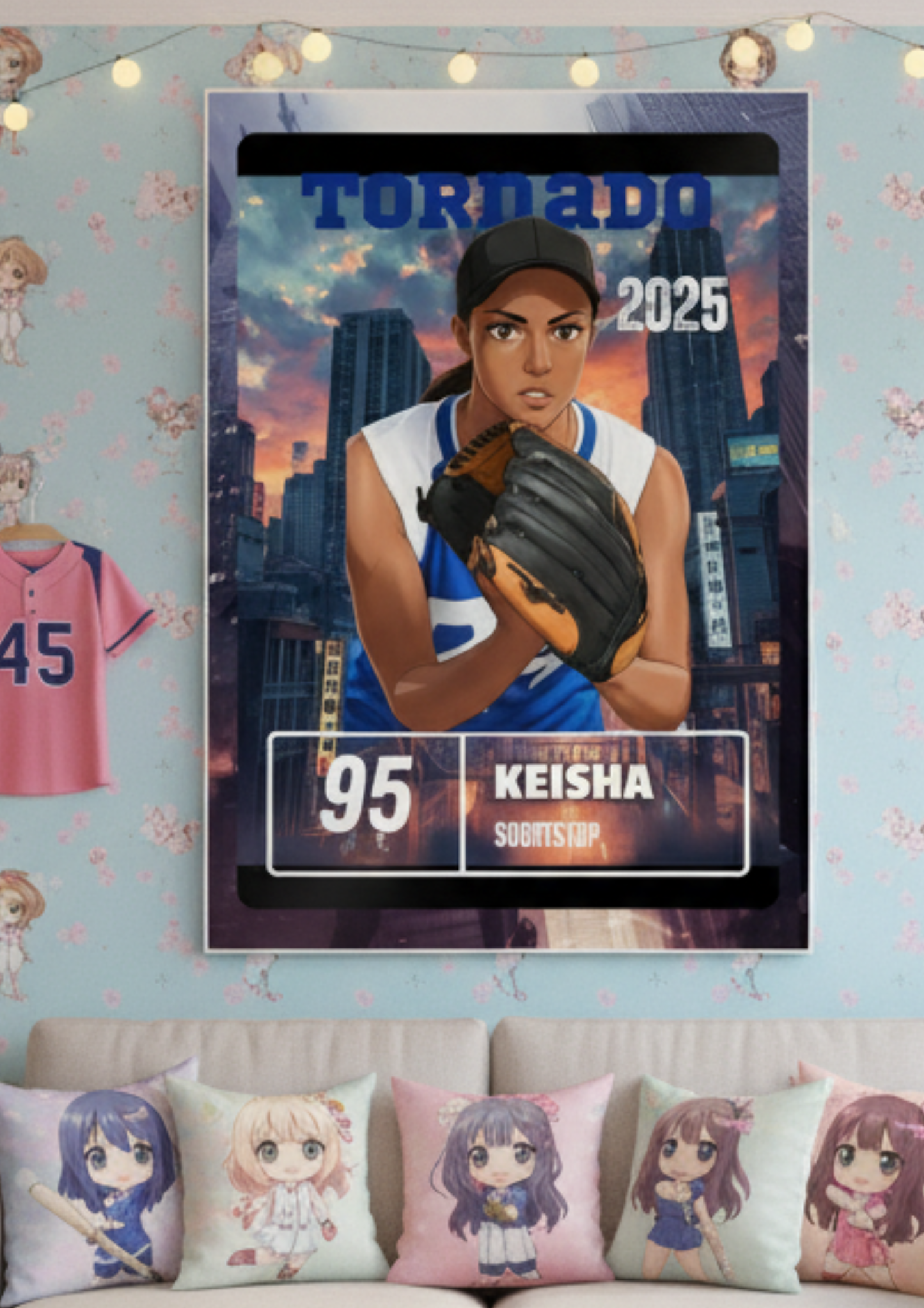 Personalized Baseball & Softball Japanese Anime Theme Poster