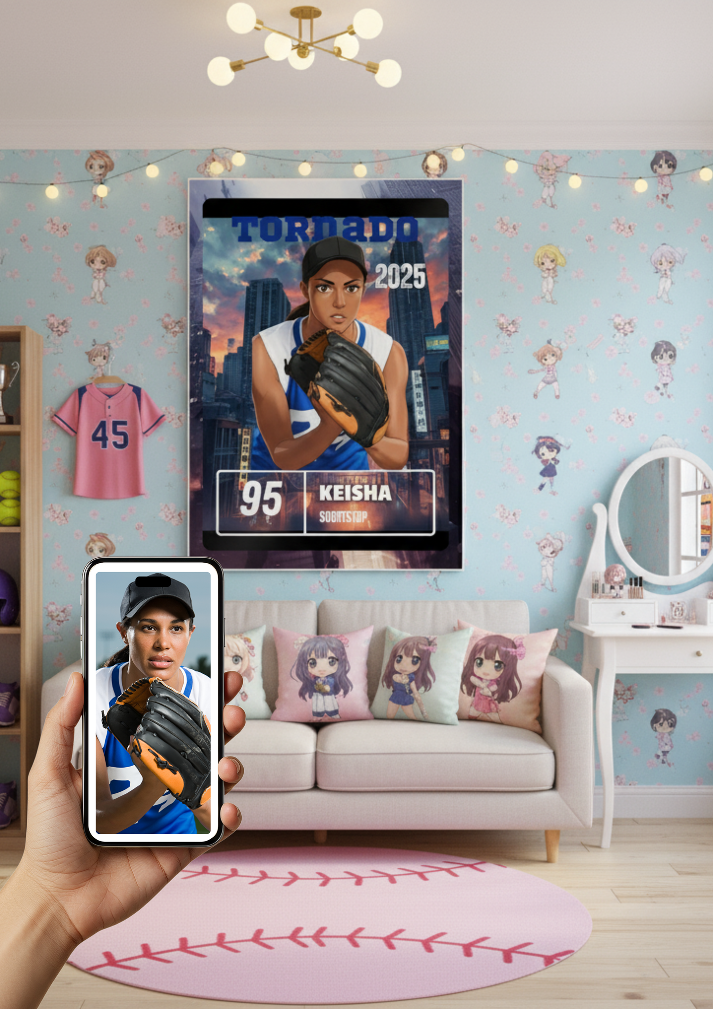 Personalized Baseball & Softball Japanese Anime Theme Poster