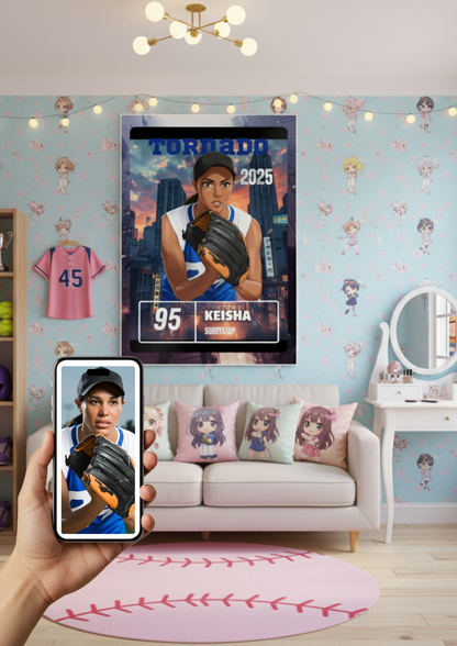 Personalized Baseball & Softball Japanese Anime Theme Poster