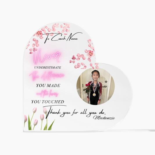 Personalized My Coach My Hero Heart Shape Acrylic Plaque