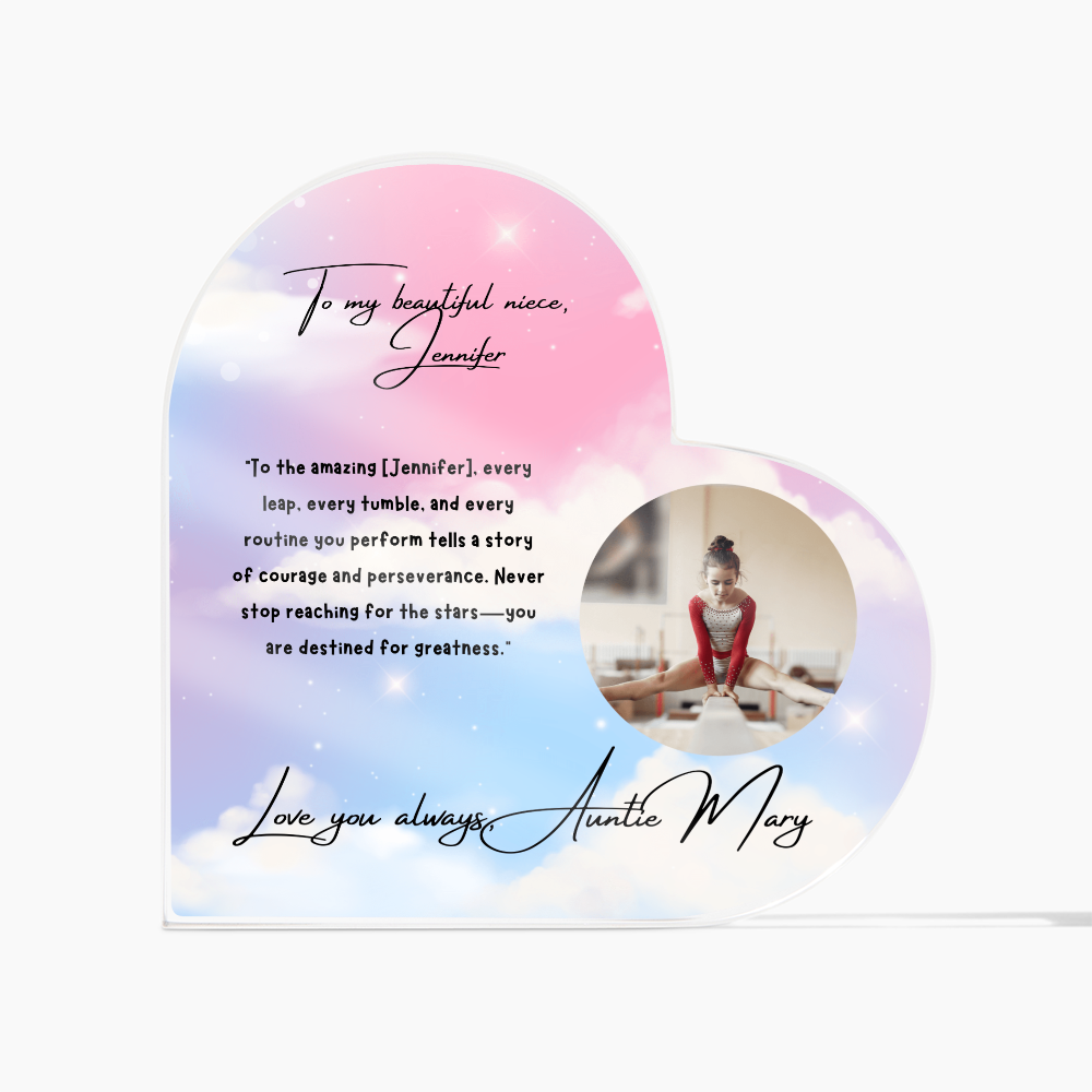 Personalized Gymnast Heart Plaque from Auntie – A Heartfelt Tribute