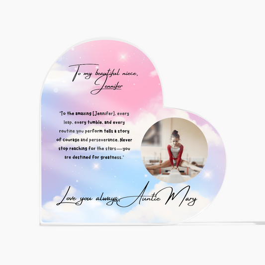 Personalized Gymnast Heart Plaque from Auntie – A Heartfelt Tribute