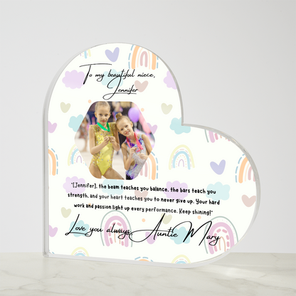 Personalized Gymnast Heart Plaque from Auntie – A Heartfelt Tribute