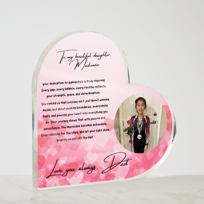 Personalized Gymnast Heart Plaque from Dad – A Heartfelt Tribute