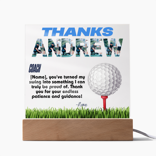 Personalized Thank You Coach Custom Acrylic Plaque LED