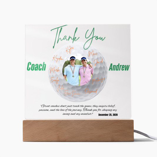 Personalized Thank You Coach Custom Acrylic Plaque LED