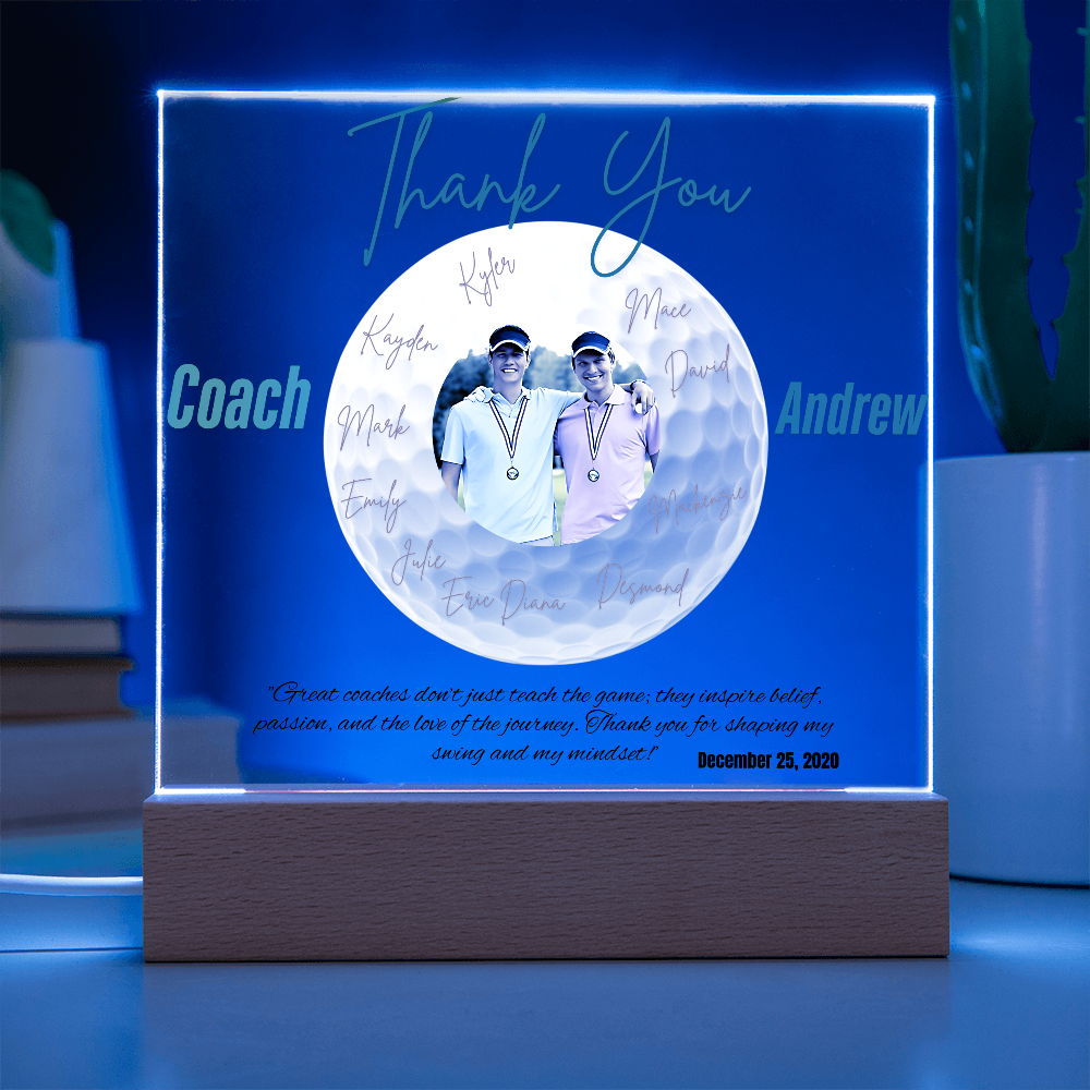 Personalized Thank You Coach Custom Acrylic Plaque LED