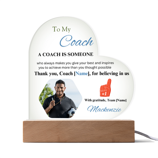 Personalized My Coach My Hero Heart Shape Acrylic Plaque