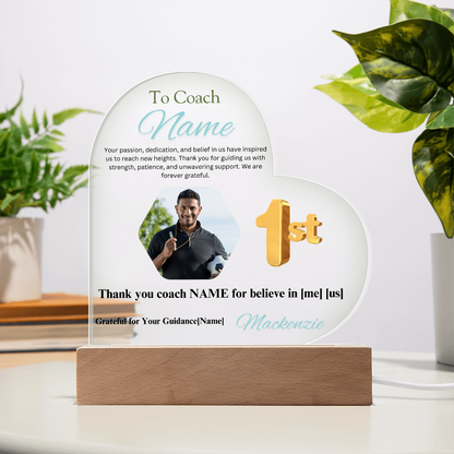 Personalized My Coach My Hero Heart Shape Acrylic Plaque