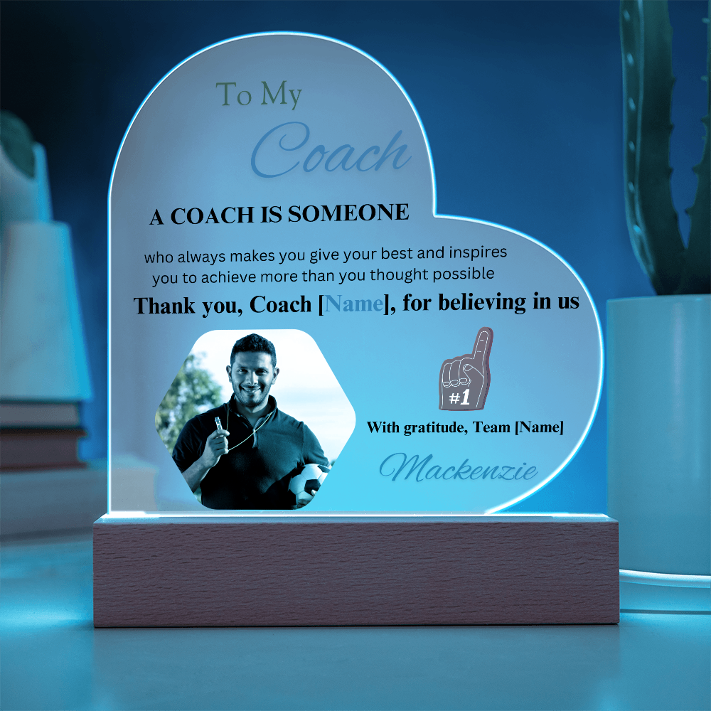 Personalized My Coach My Hero Heart Shape Acrylic Plaque