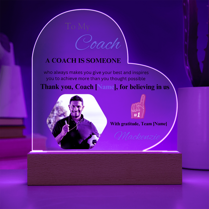 Personalized My Coach My Hero Heart Shape Acrylic Plaque