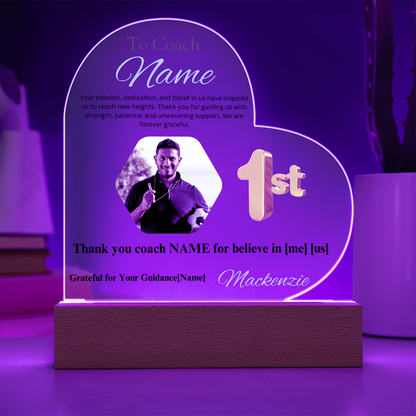 Personalized My Coach My Hero Heart Shape Acrylic Plaque