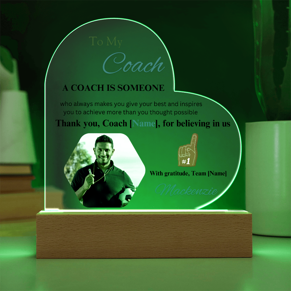 Personalized My Coach My Hero Heart Shape Acrylic Plaque