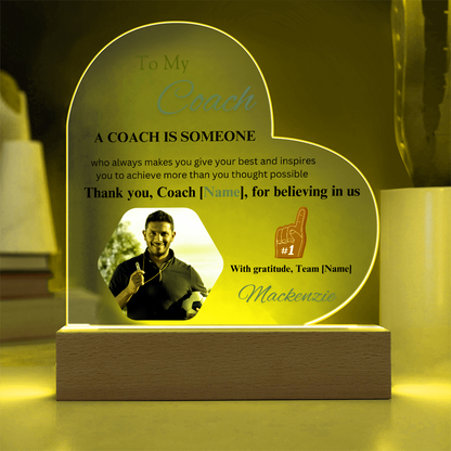 Personalized My Coach My Hero Heart Shape Acrylic Plaque