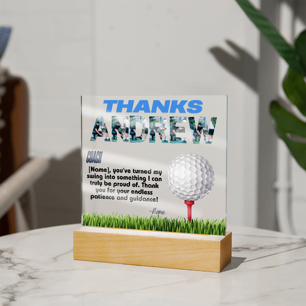 Personalized Thank You Coach Custom Acrylic Plaque LED