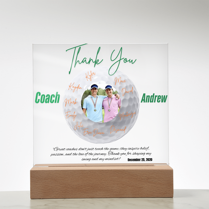Personalized Thank You Coach Custom Acrylic Plaque LED