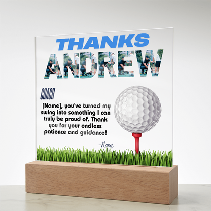 Personalized Thank You Coach Custom Acrylic Plaque LED