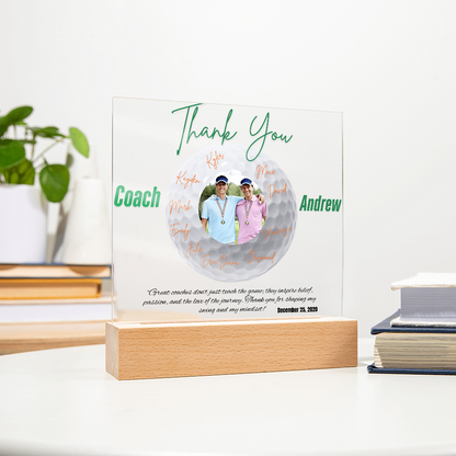 Personalized Thank You Coach Custom Acrylic Plaque LED
