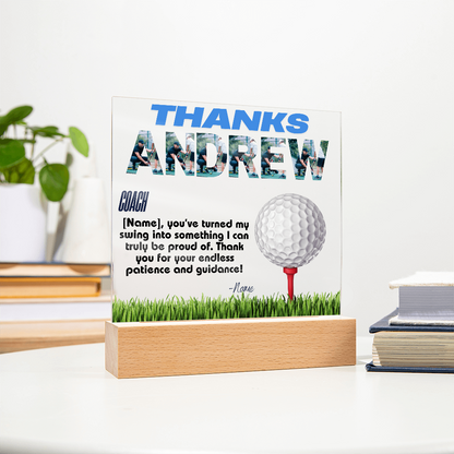 Personalized Thank You Coach Custom Acrylic Plaque LED