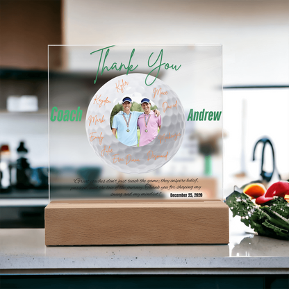 Personalized Thank You Coach Custom Acrylic Plaque LED
