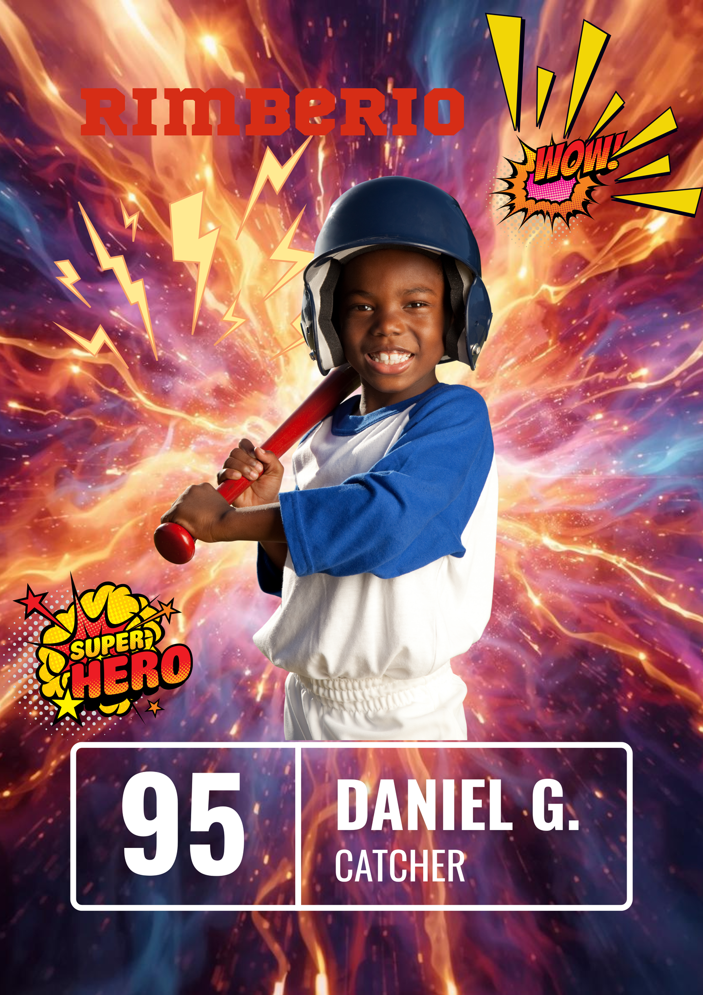 Personalized Thunderbolt Superhero Baseball Poster