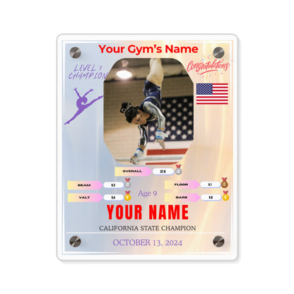 Personalized Acrylic Wall Art Panel for Gymnastics Champions